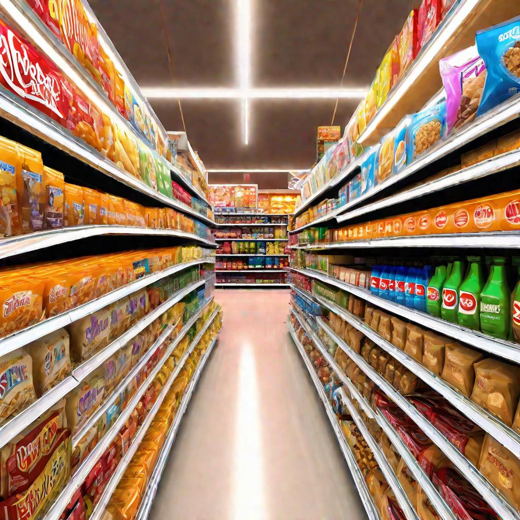 Яркий супермаркет с продуктами