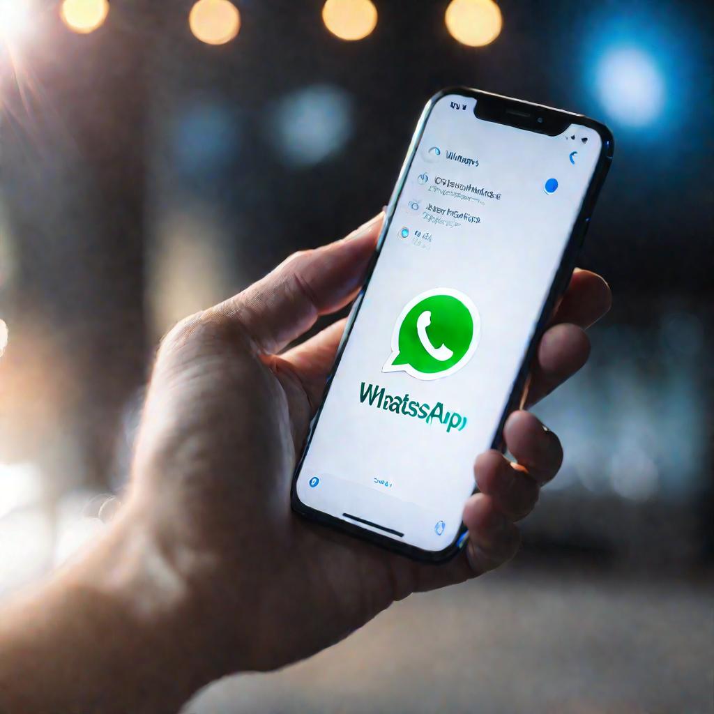 Крупный план телефона с открытым приложением WhatsApp