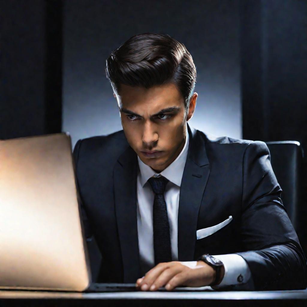 Портрет бизнесмена за компьютером