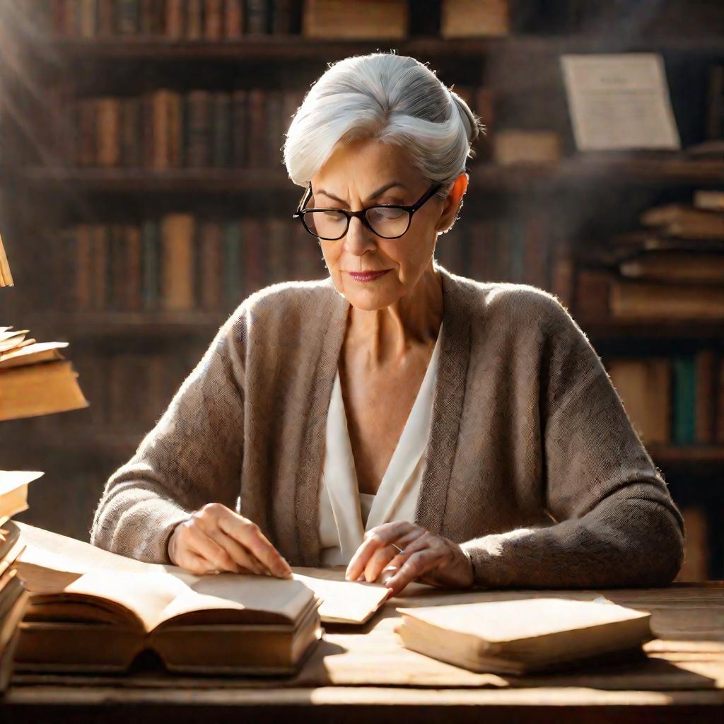 Портрет пожилой женщины-библиотекаря