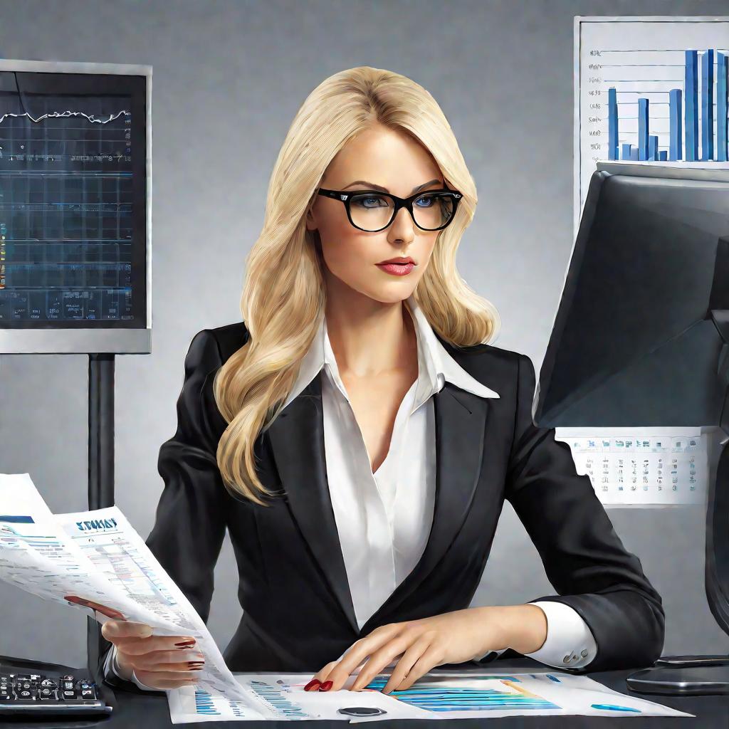 Деловая женщина анализирует биржевые графики