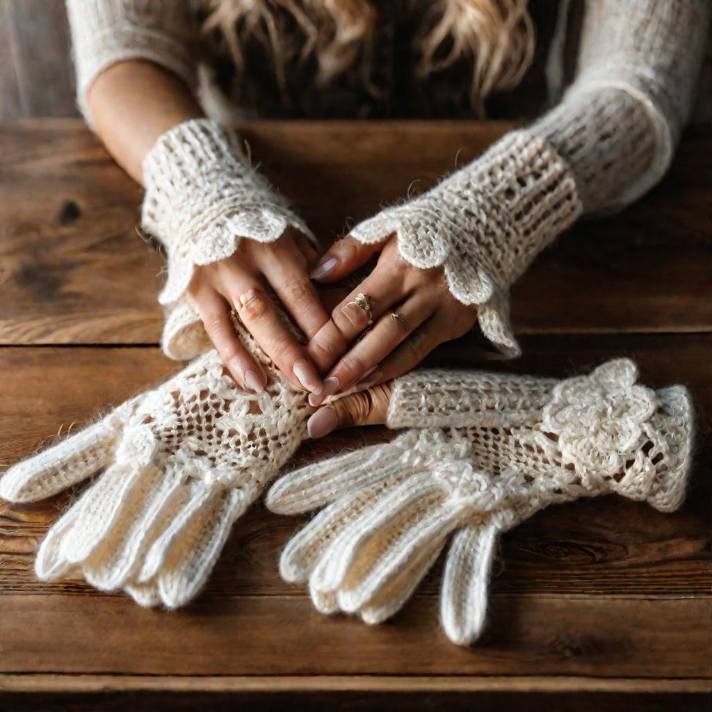 Женские перчатки на столе