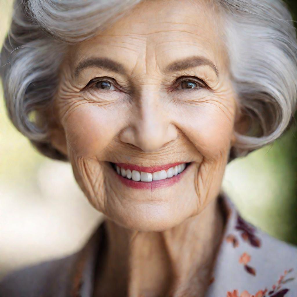 Пожилая женщина улыбается