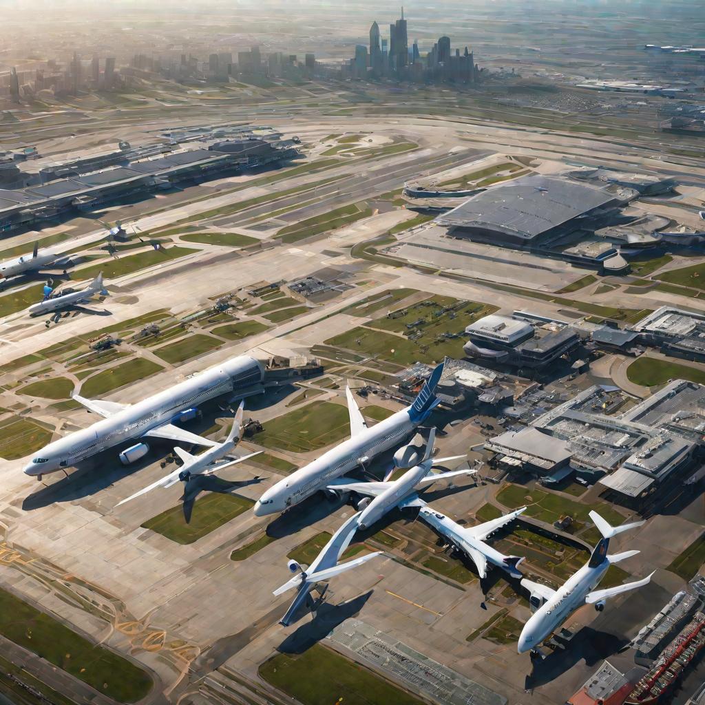 Вид на международный аэропорт большого города