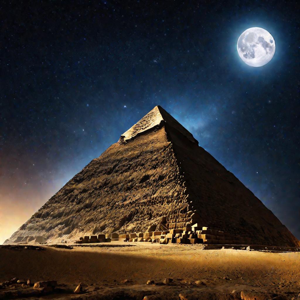Вершина пирамиды ночью