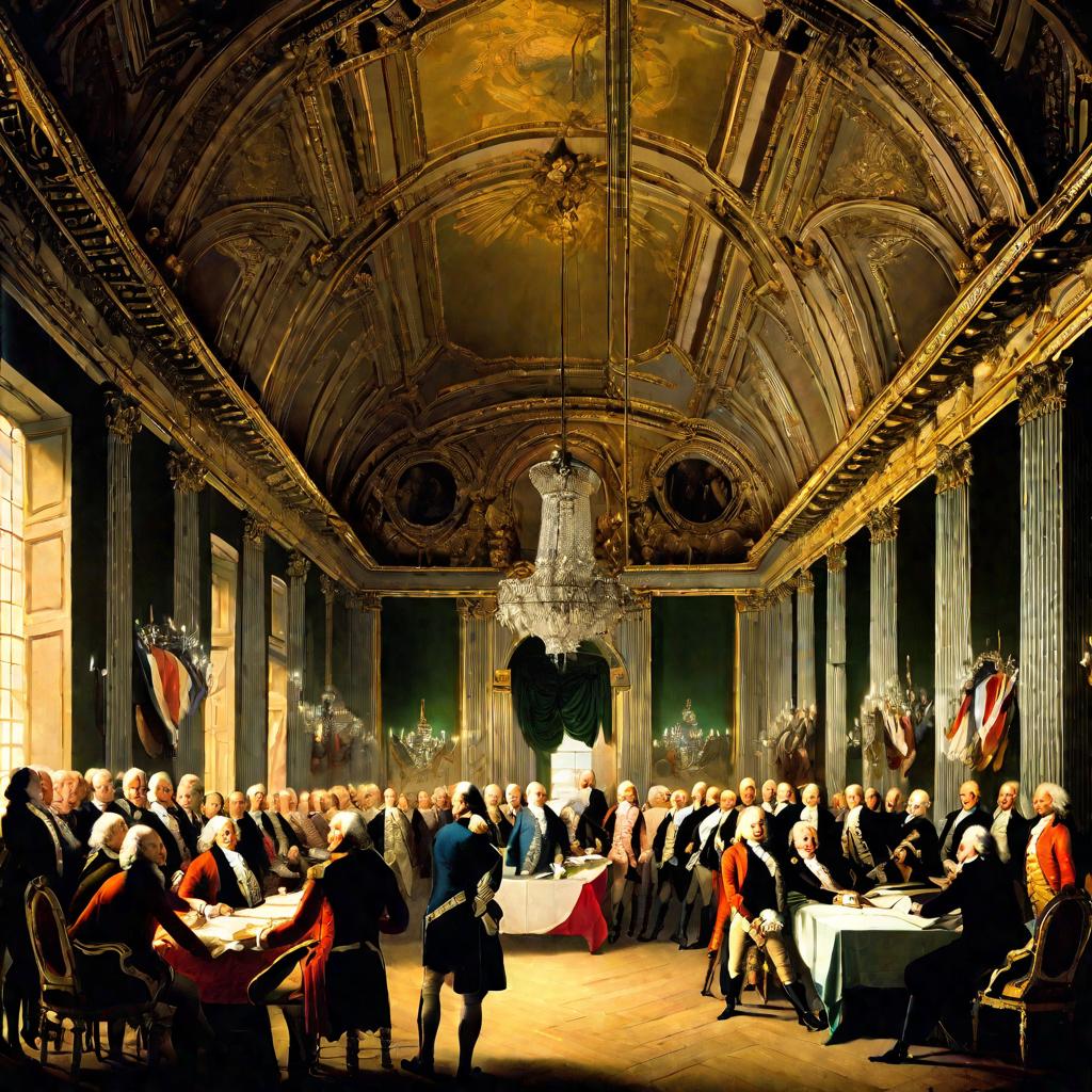 Подписание Декларации прав человека во время Французской революции в 1789 году