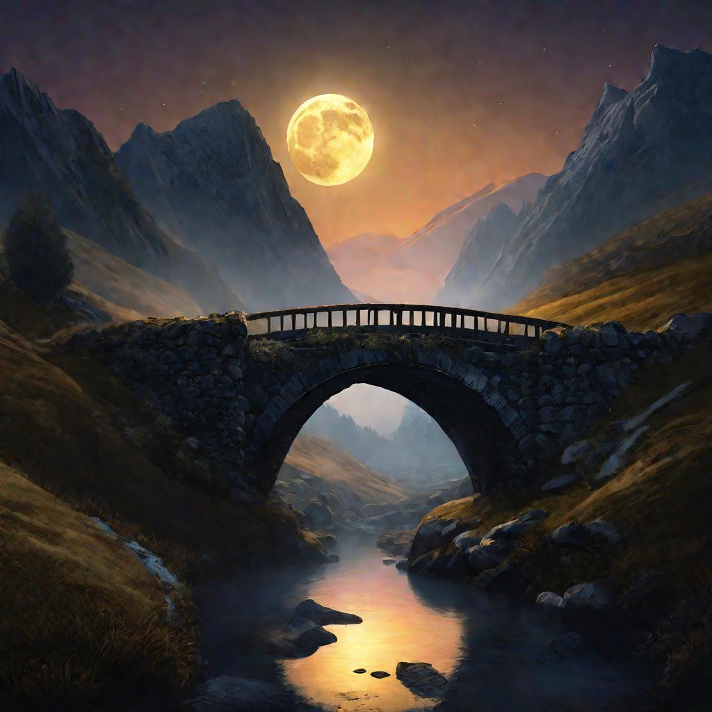 Мост в Альпах ночью