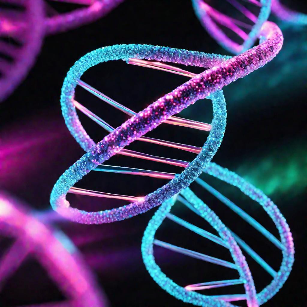 Модель молекулы ДНК, светящаяся