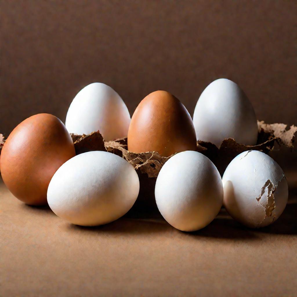 Творческая фотография: яйца стоят на скорлупе