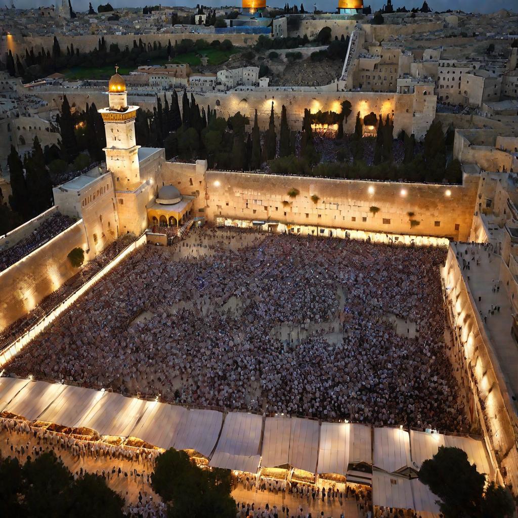 Молящиеся у Западной стены в Иерусалиме