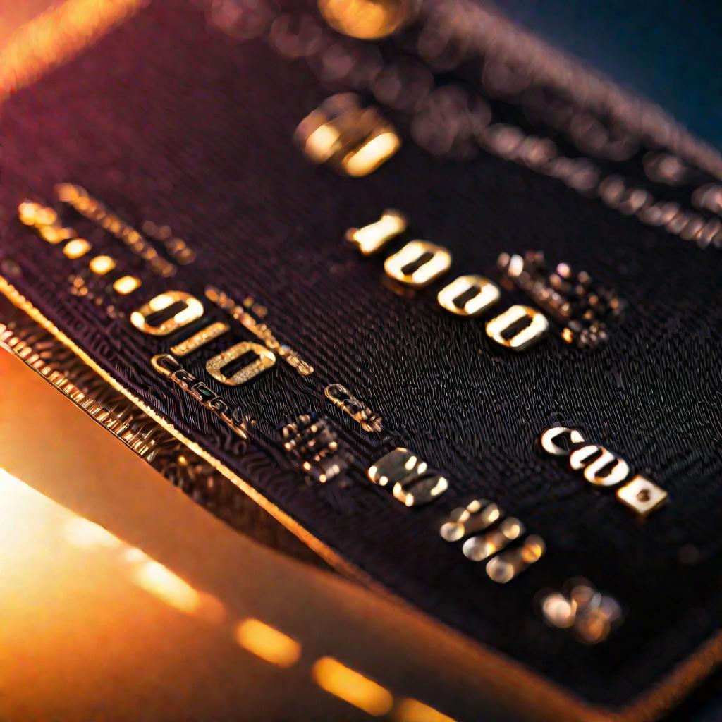Крупный кадр обратной стороны кредитной карты на закате с хорошо видимым CVC-кодом