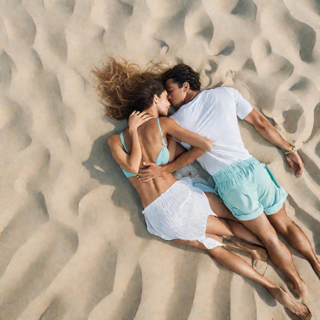 Пара целуется на пляже