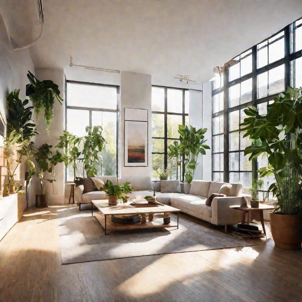Интерьер современной отделанной квартиры с естественным освещением