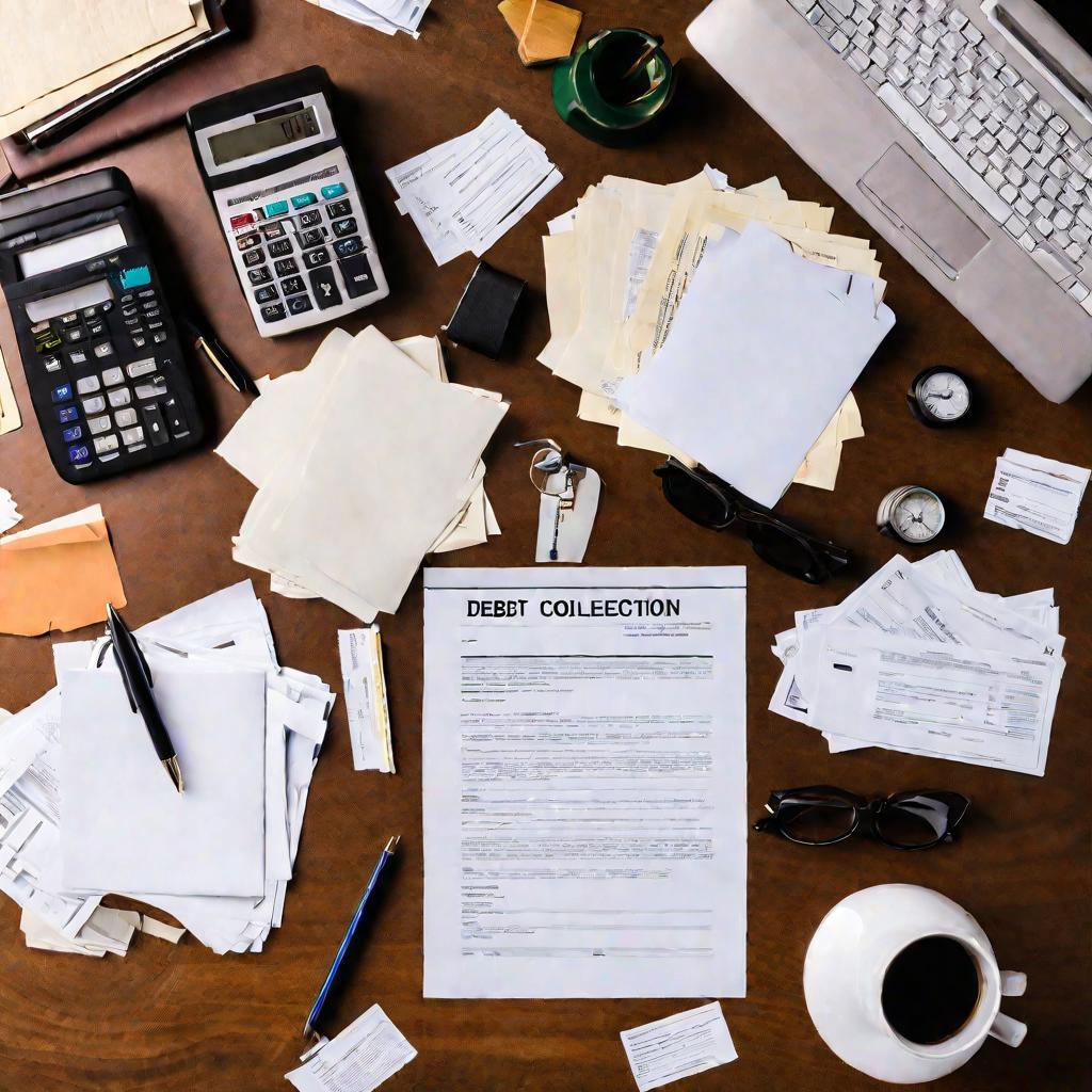 Беспорядок на рабочем столе с бумагами о долгах