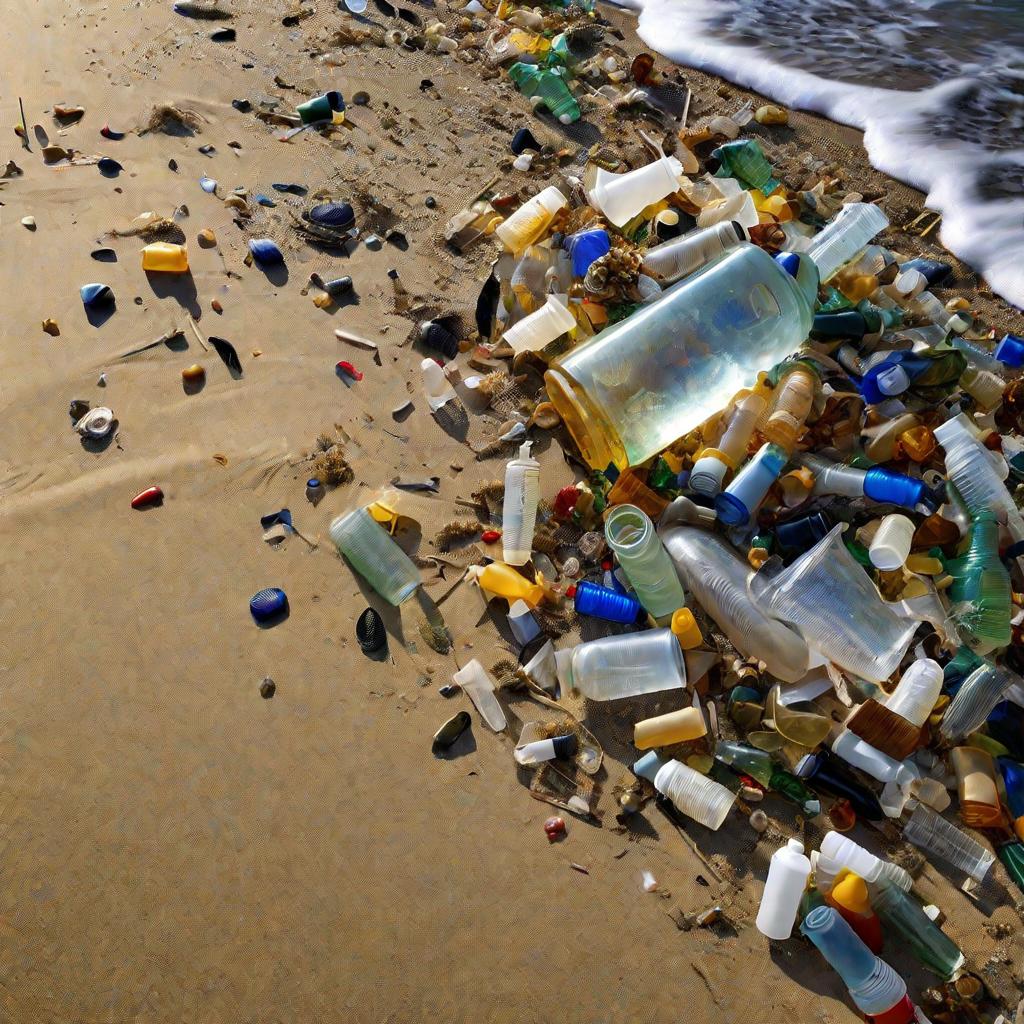Пластиковые отходы загрязняют пляж