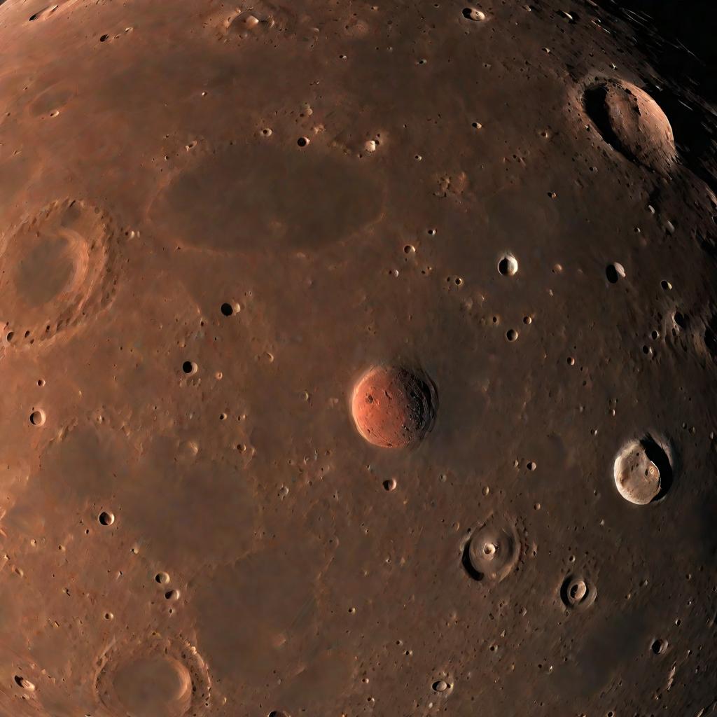 Поверхность Фобоса с кратерами и бороздами