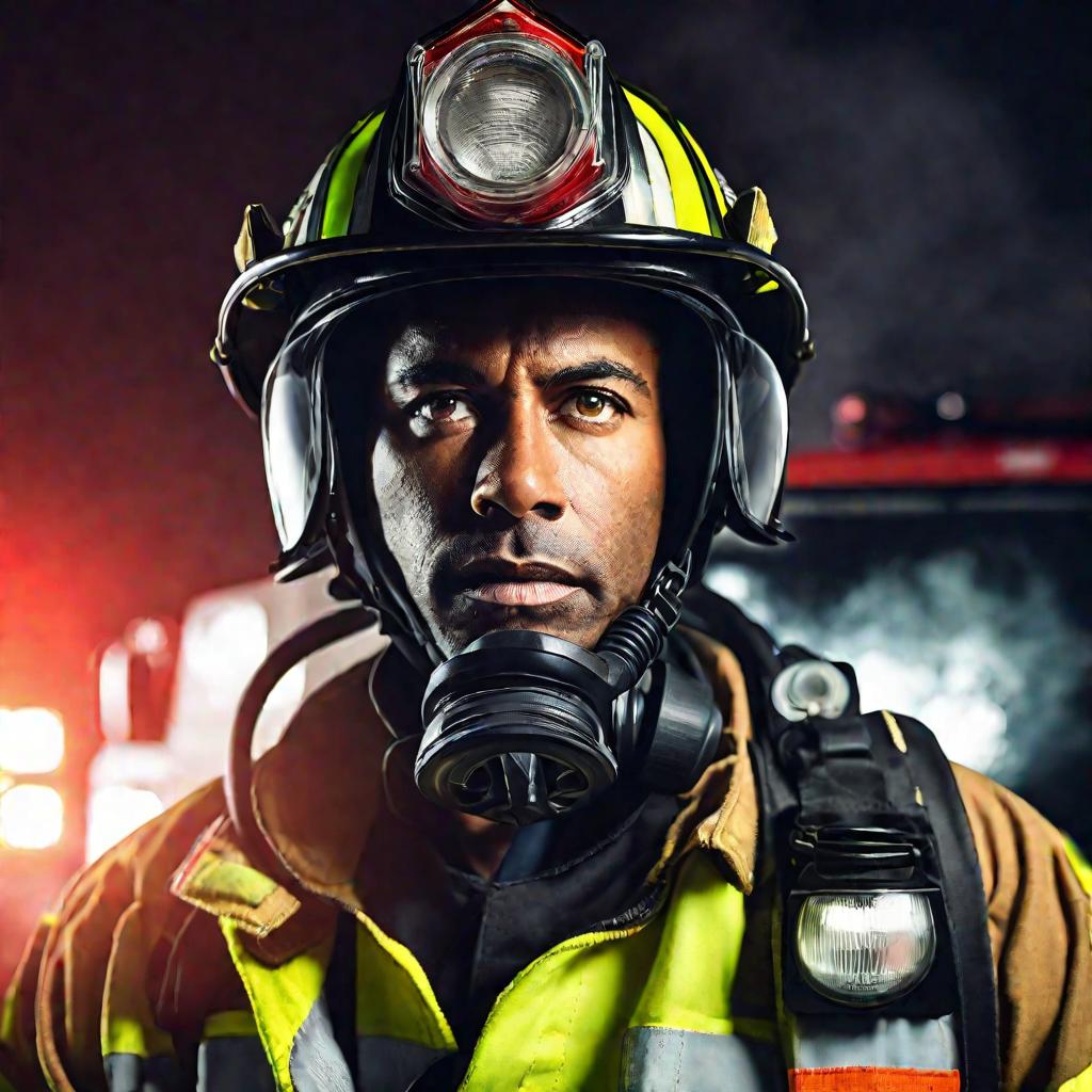 Портрет пожарного в снаряжении