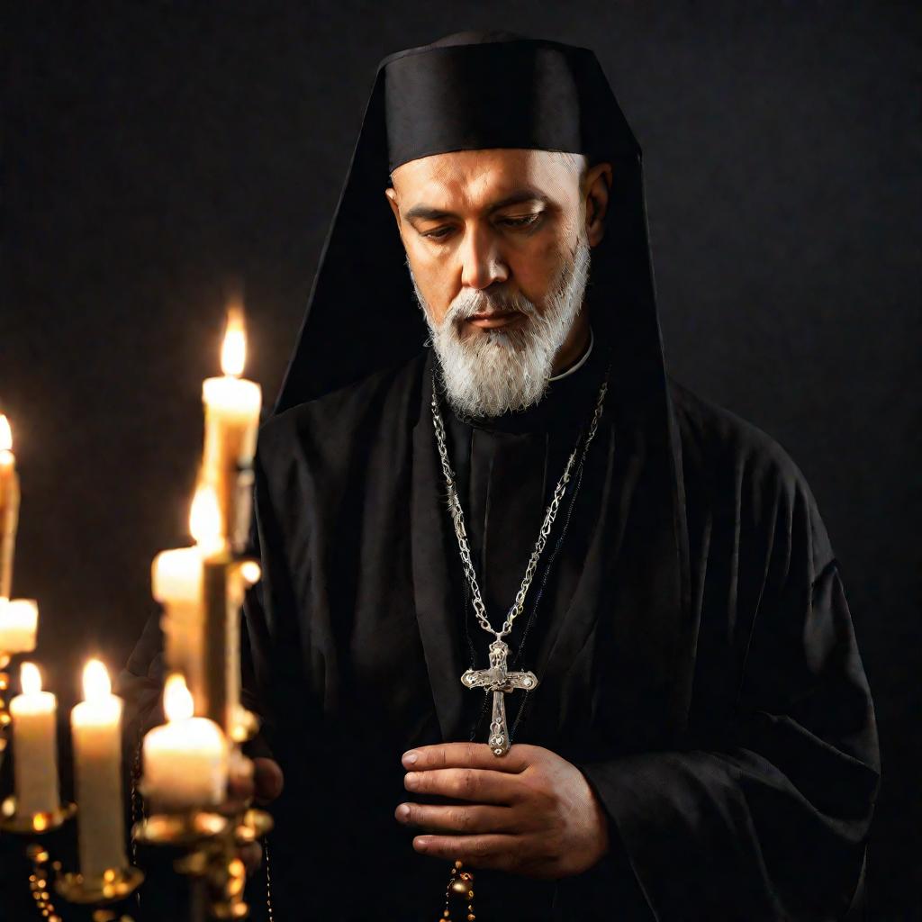 Портрет священника с четками