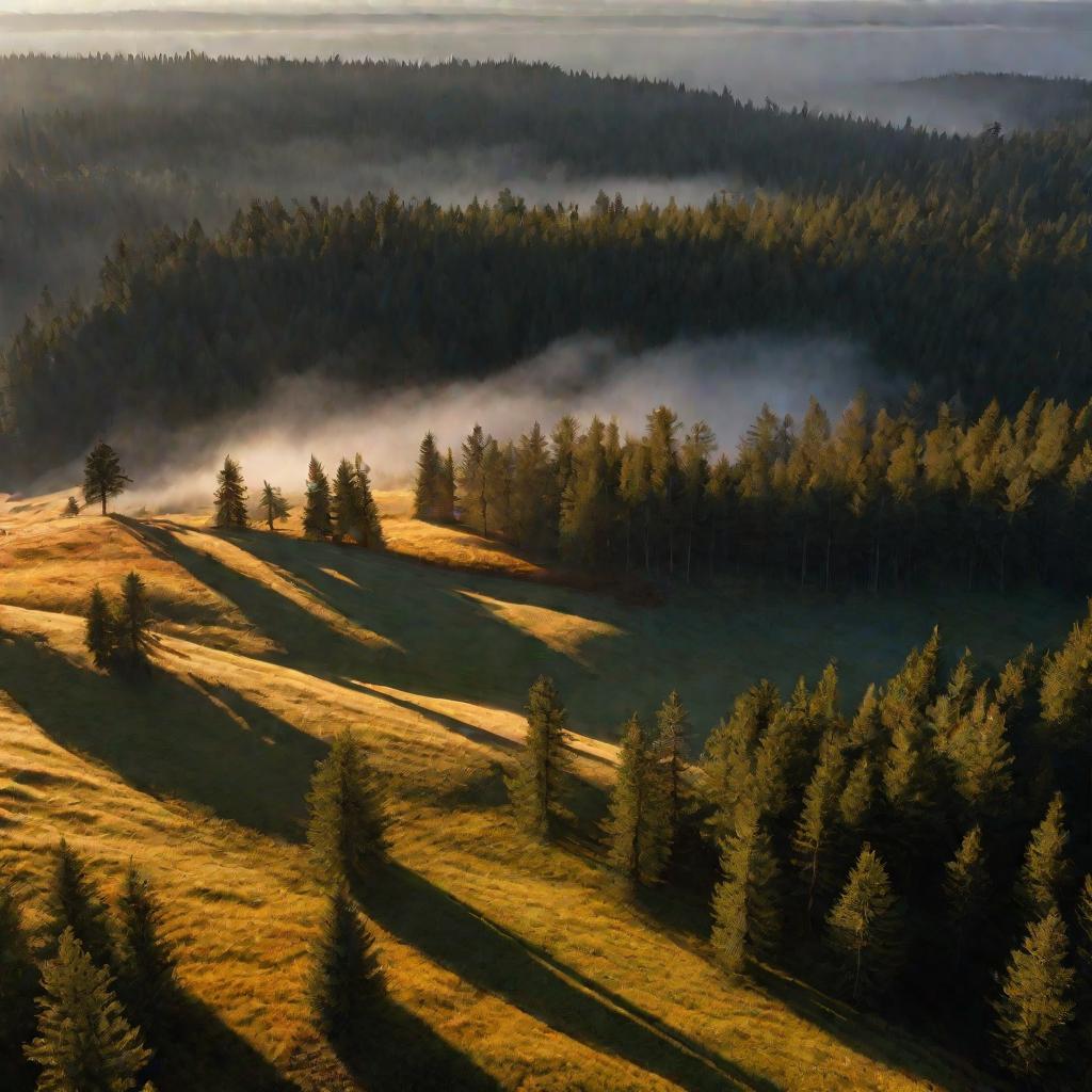 Лисички в лесу осенью.