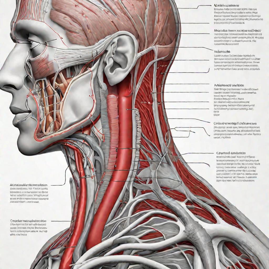 Схема хода внутренней яремной вены на шее среди окружающих мышц и сосудов