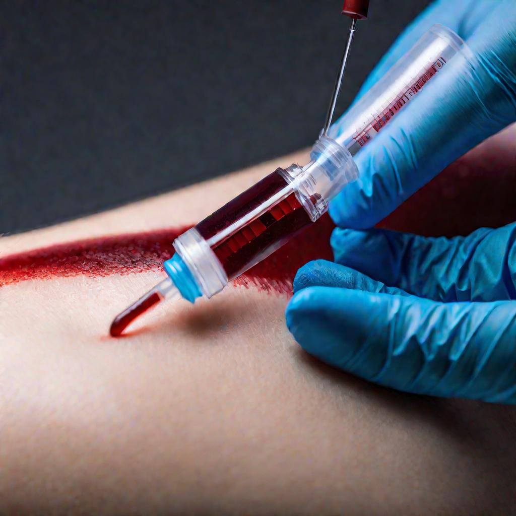 Взятие крови из вены шприцом