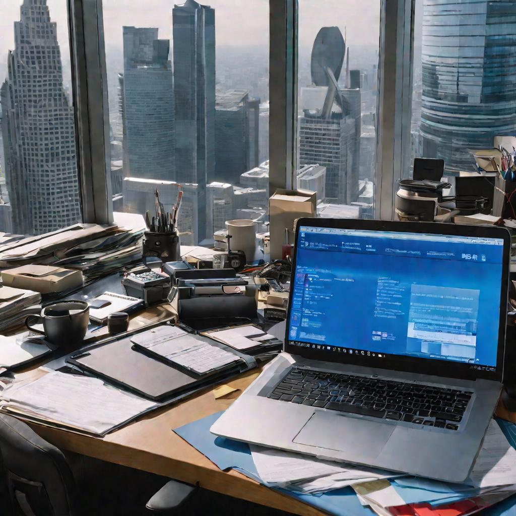Офисный стол с ноутбуком