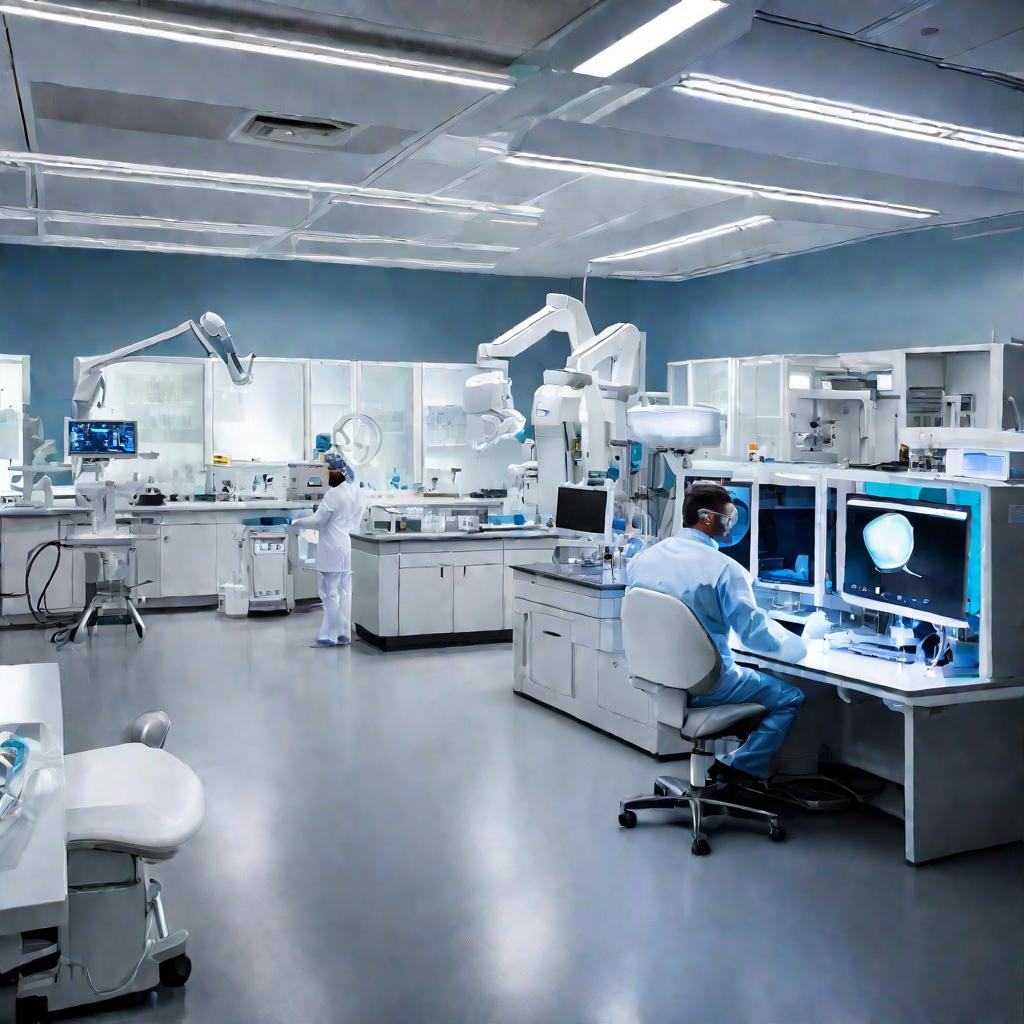 Современная зуботехническая лаборатория с оборудованием для обработки диоксида циркония