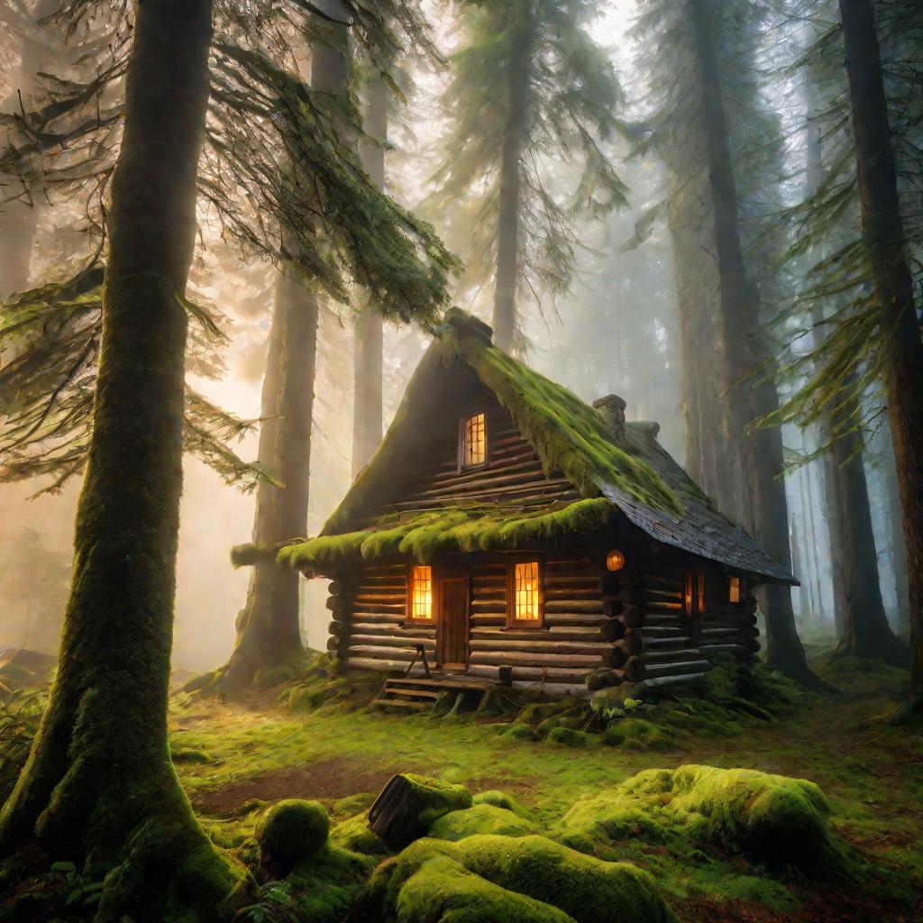 Мистический лес с домиком