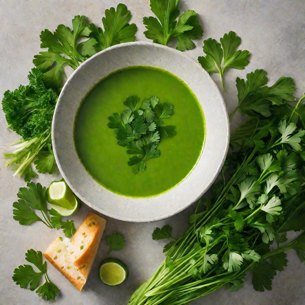 Зеленый суп с петрушкой