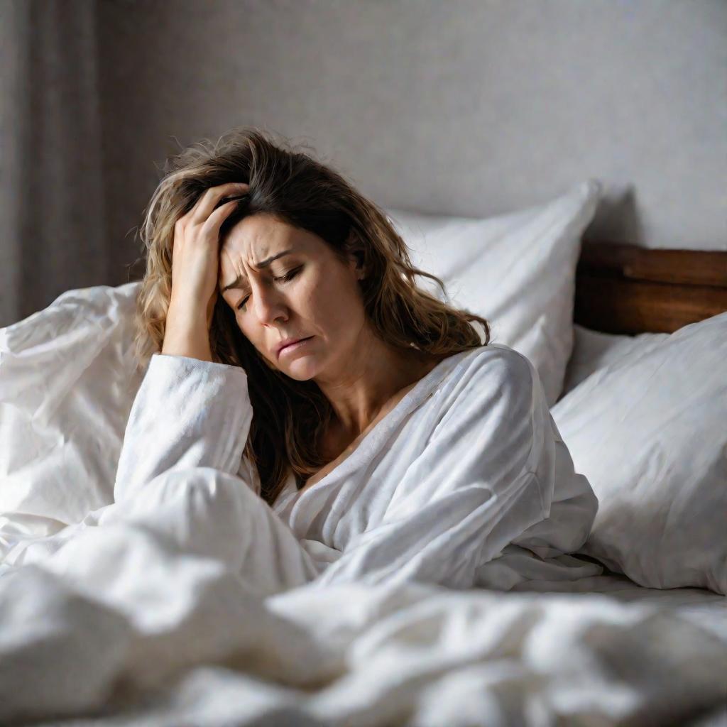 Женщина с гриппом в постели