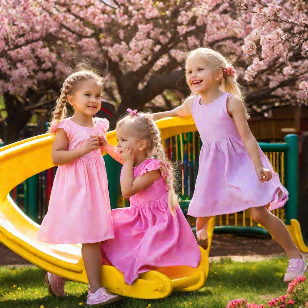 Девочки играют на детской площадке