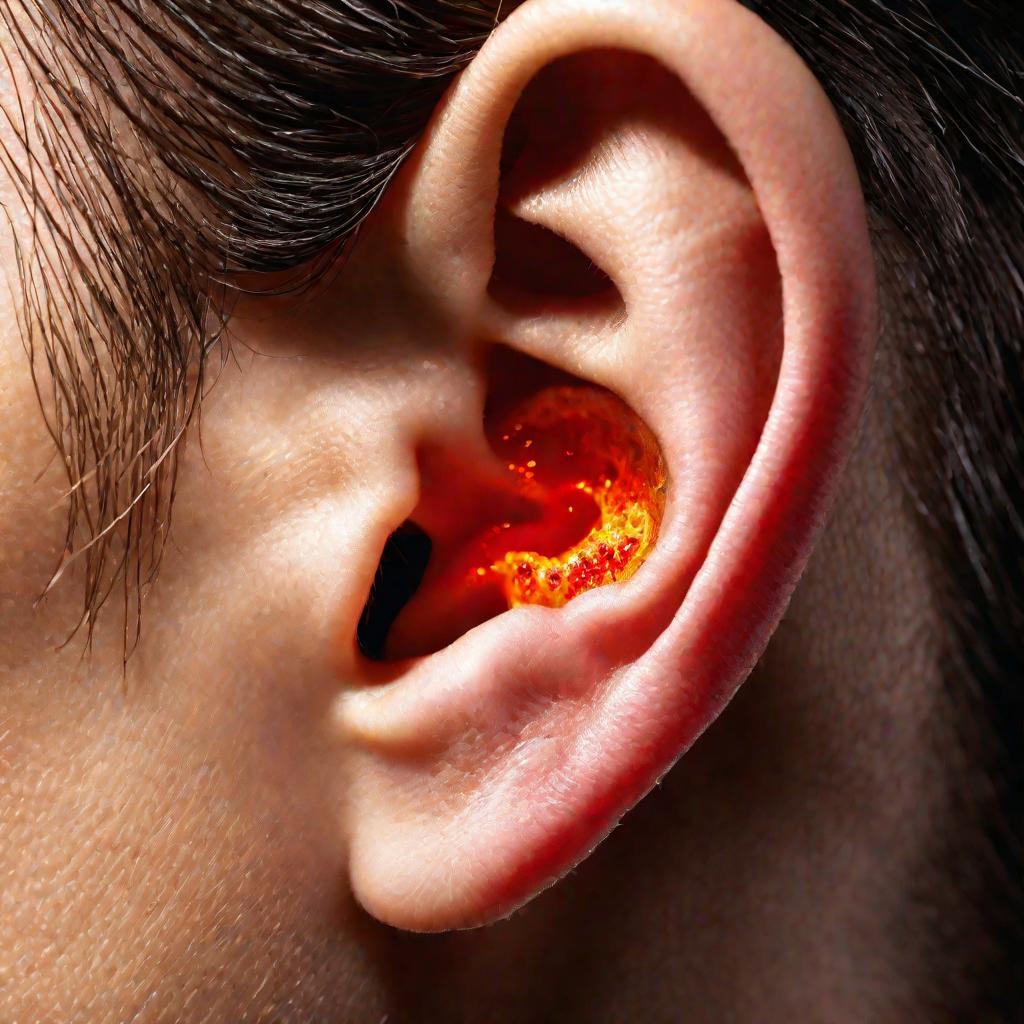 Макросъемка воспаленного слухового прохода