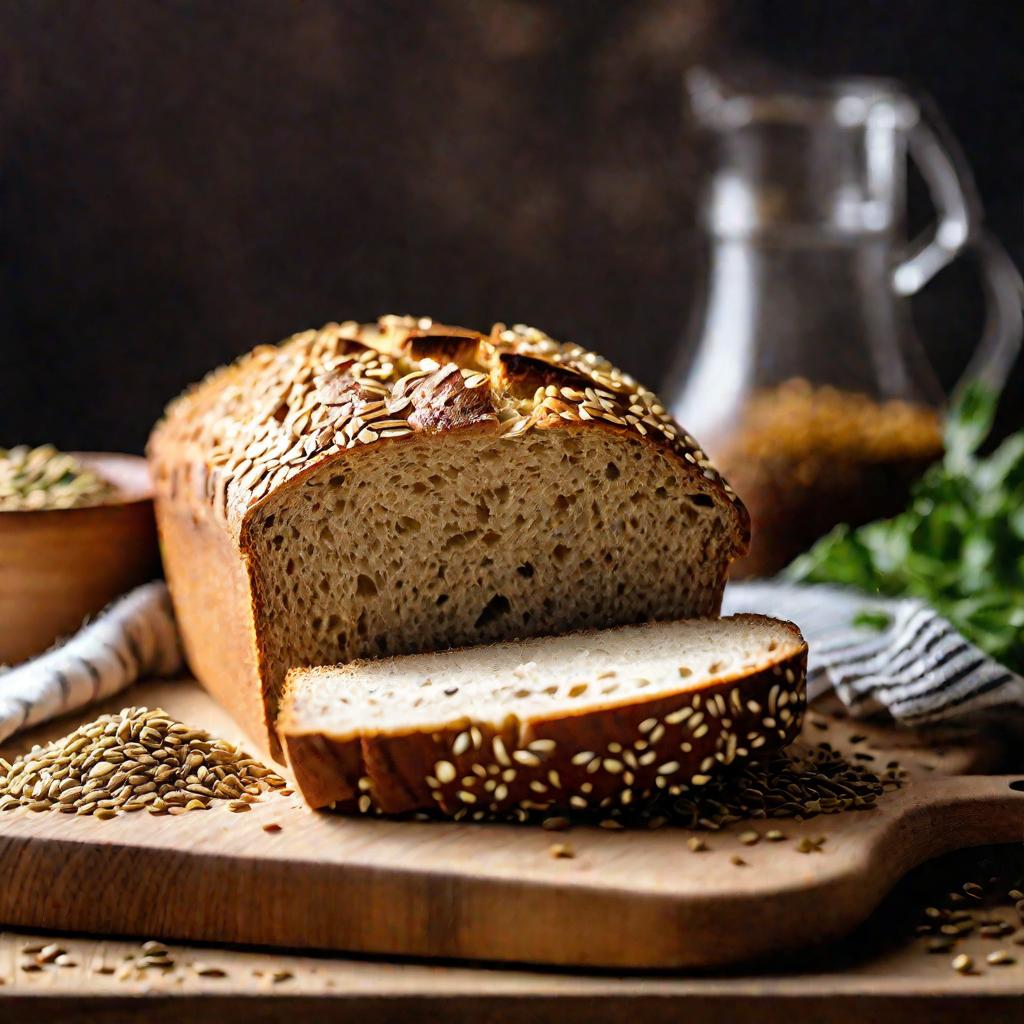 Ломтик свежеиспеченного бездрожжевого хлеба