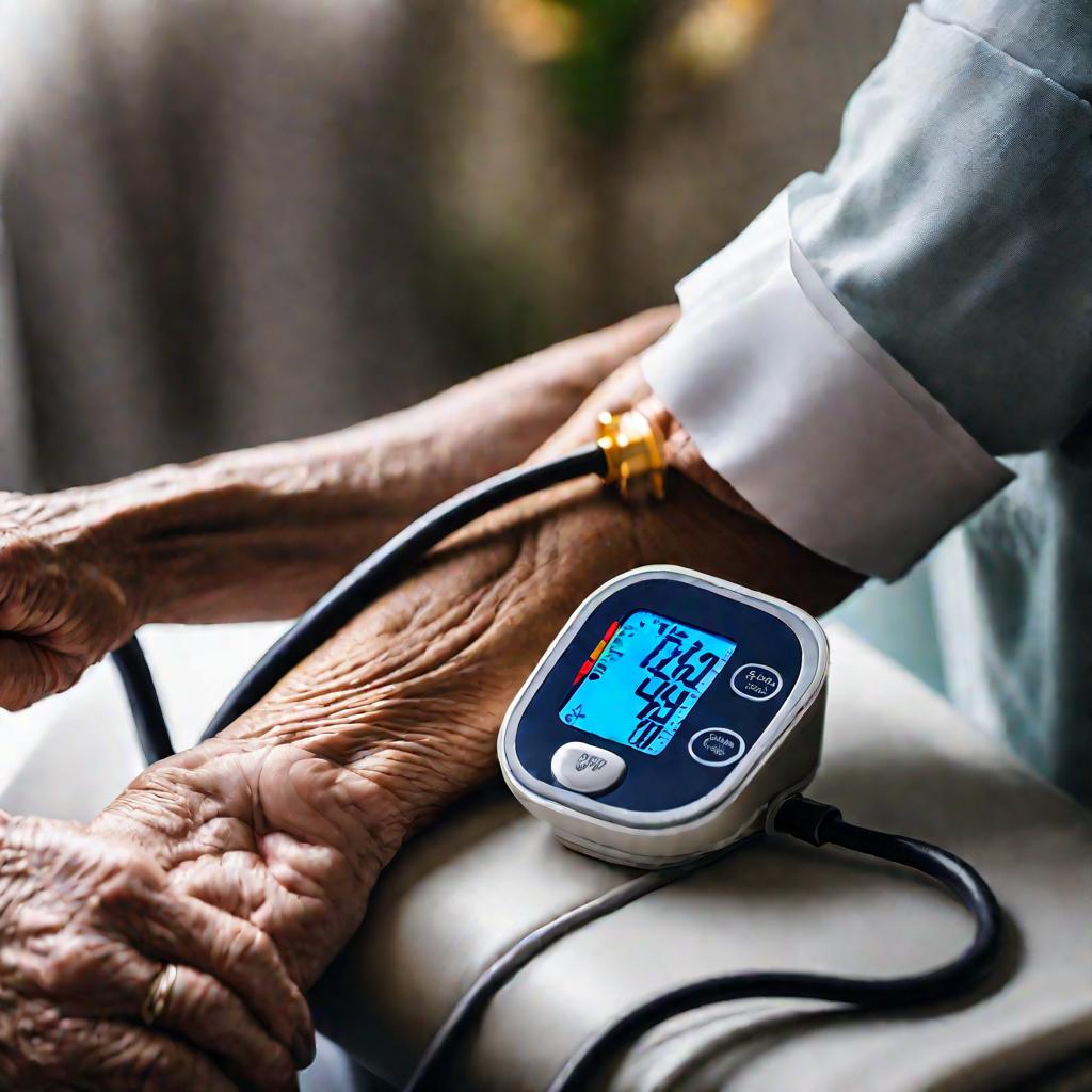 Измерение артериального давления пожилому пациенту