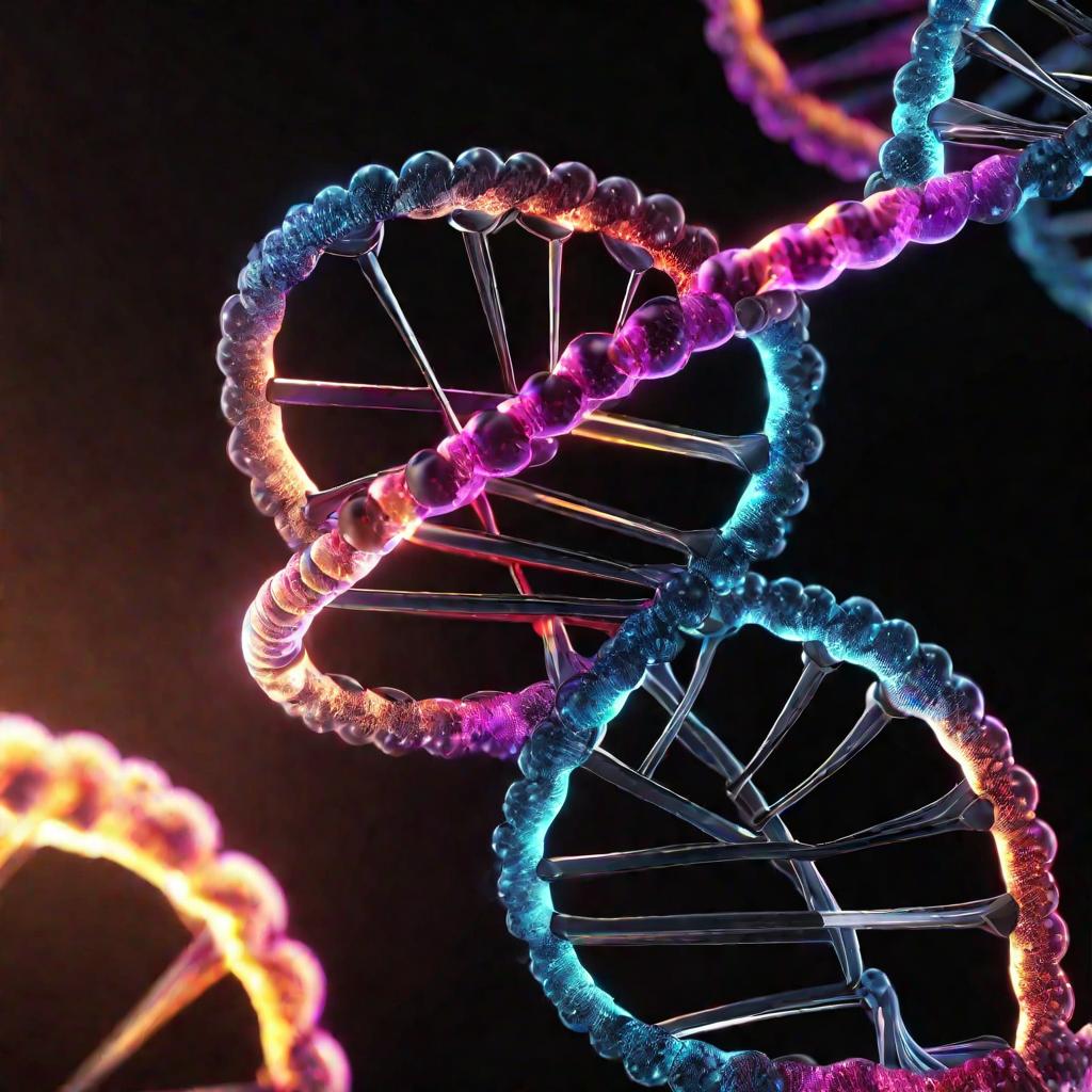 Модель молекулы ДНК, иллюстрирующая экспрессию генов.