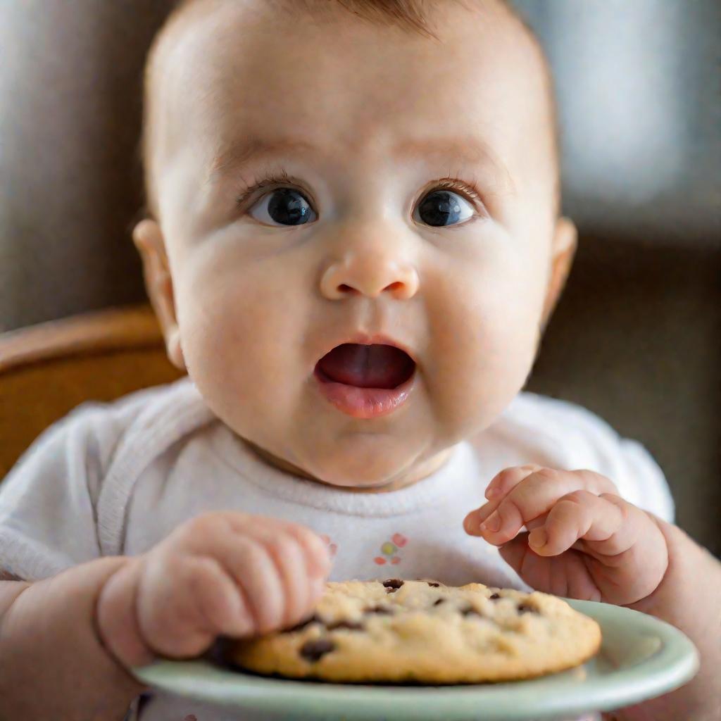 Ребенок пробует печенье