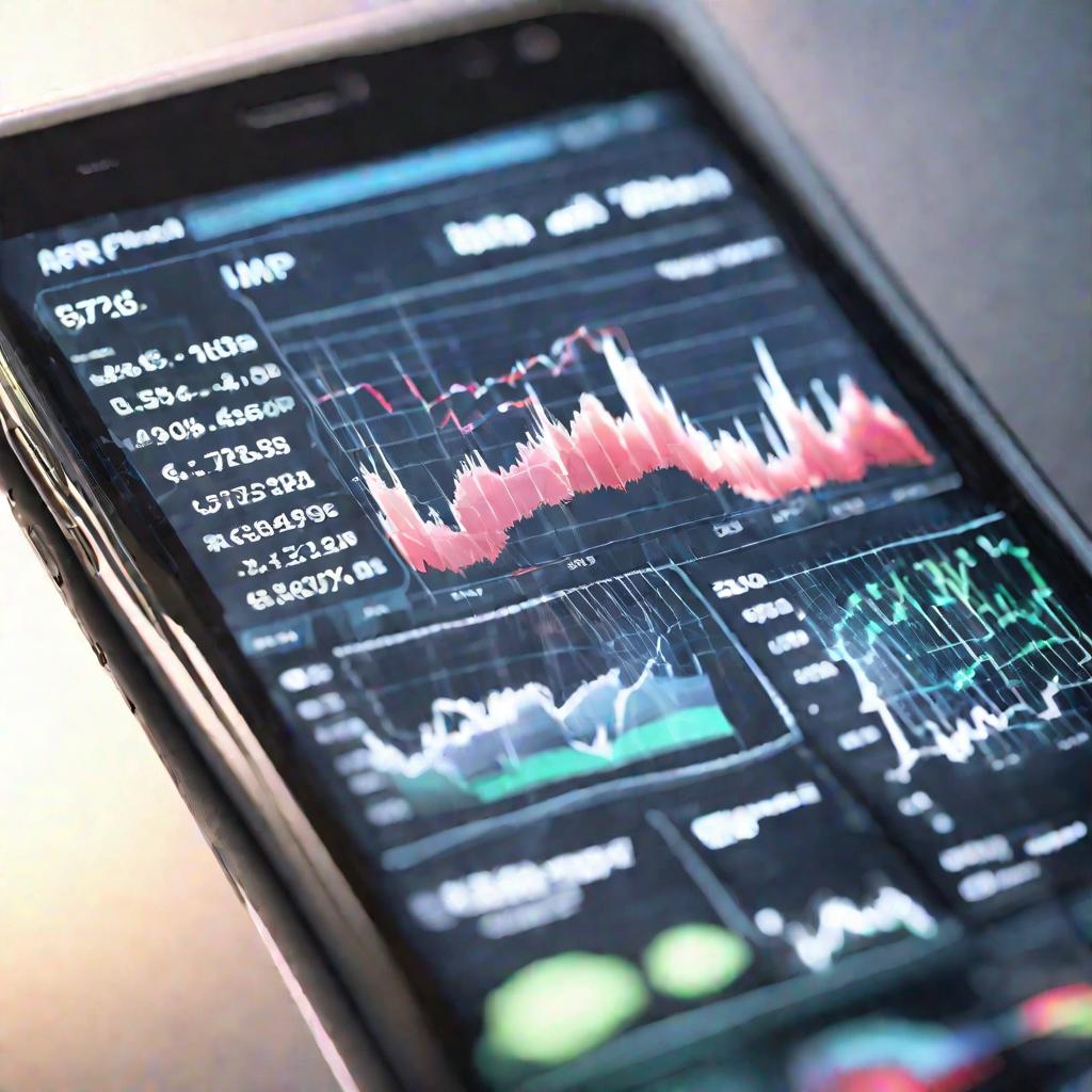 Смартфон с приложением фондового рынка