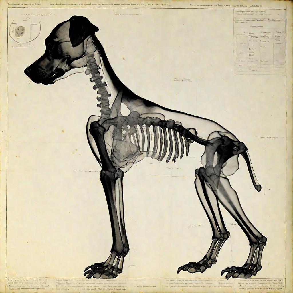 Рентгеновский снимок костей передней лапы собаки