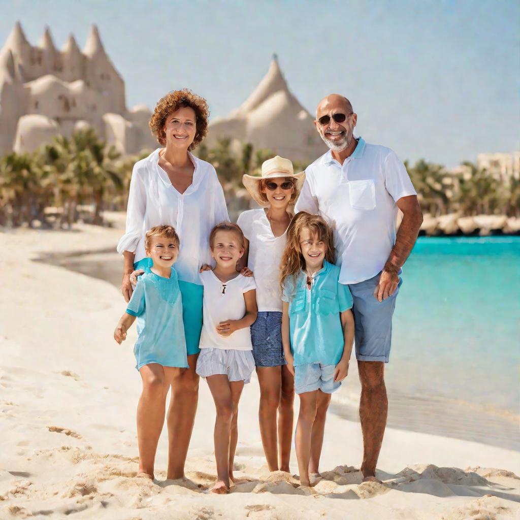 Счастливая семья на пляже Макади Палас