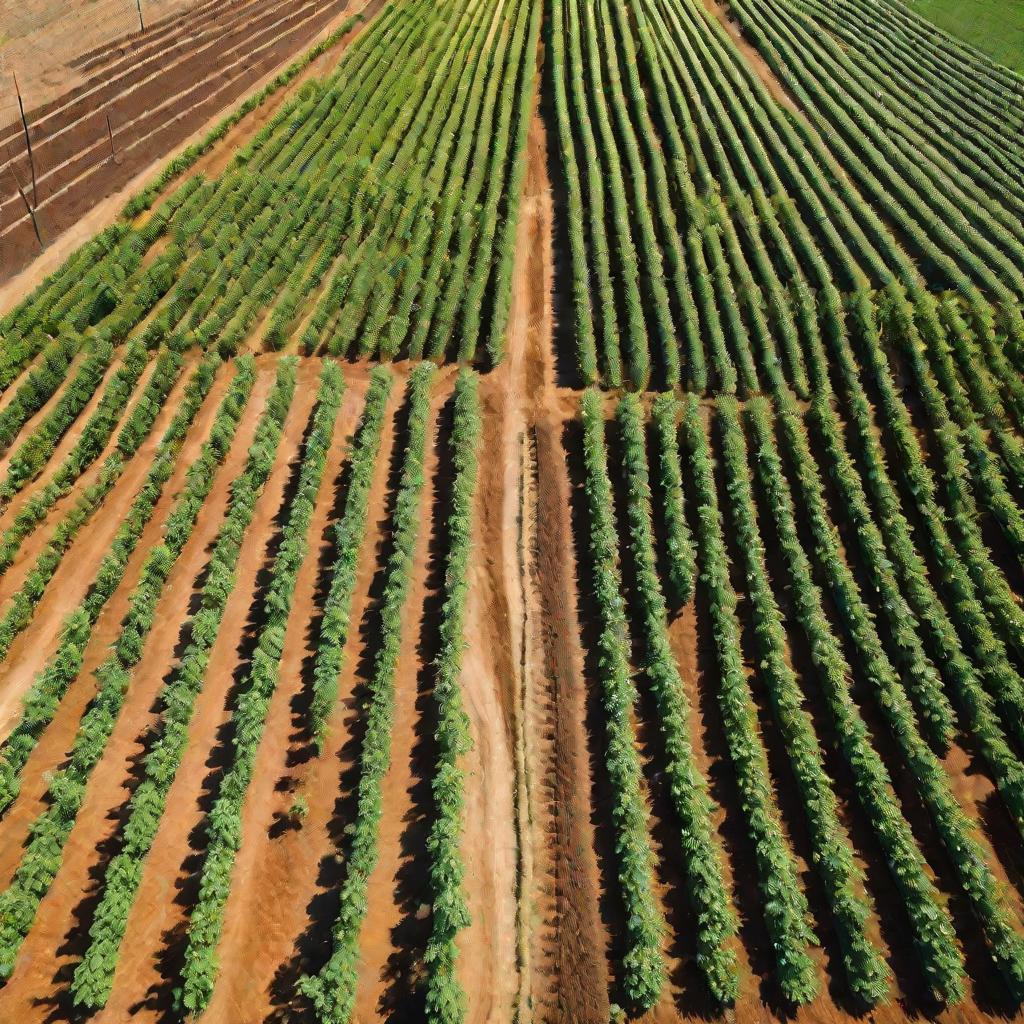 Томатное поле с большим урожаем красных помидоров
