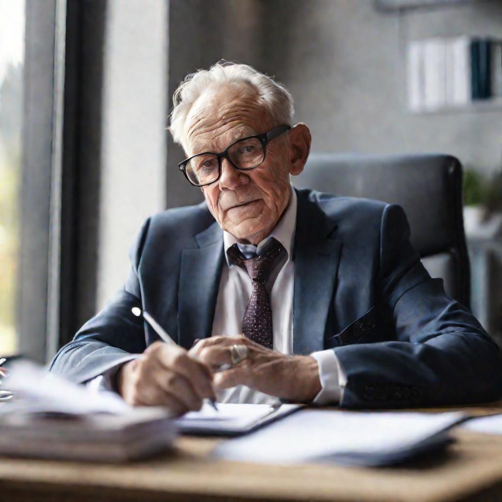 Портрет пожилого мужчины в офисе