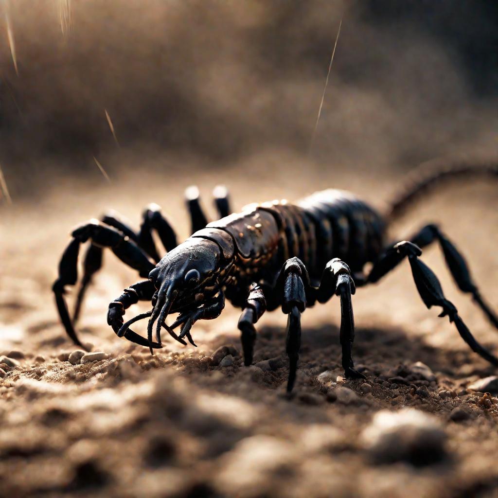 Близкий план скорпиона на земле