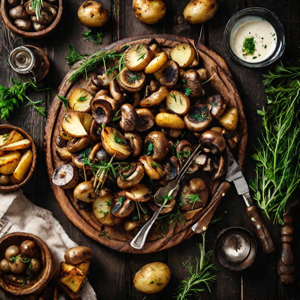 Гриль из картофеля и грибов