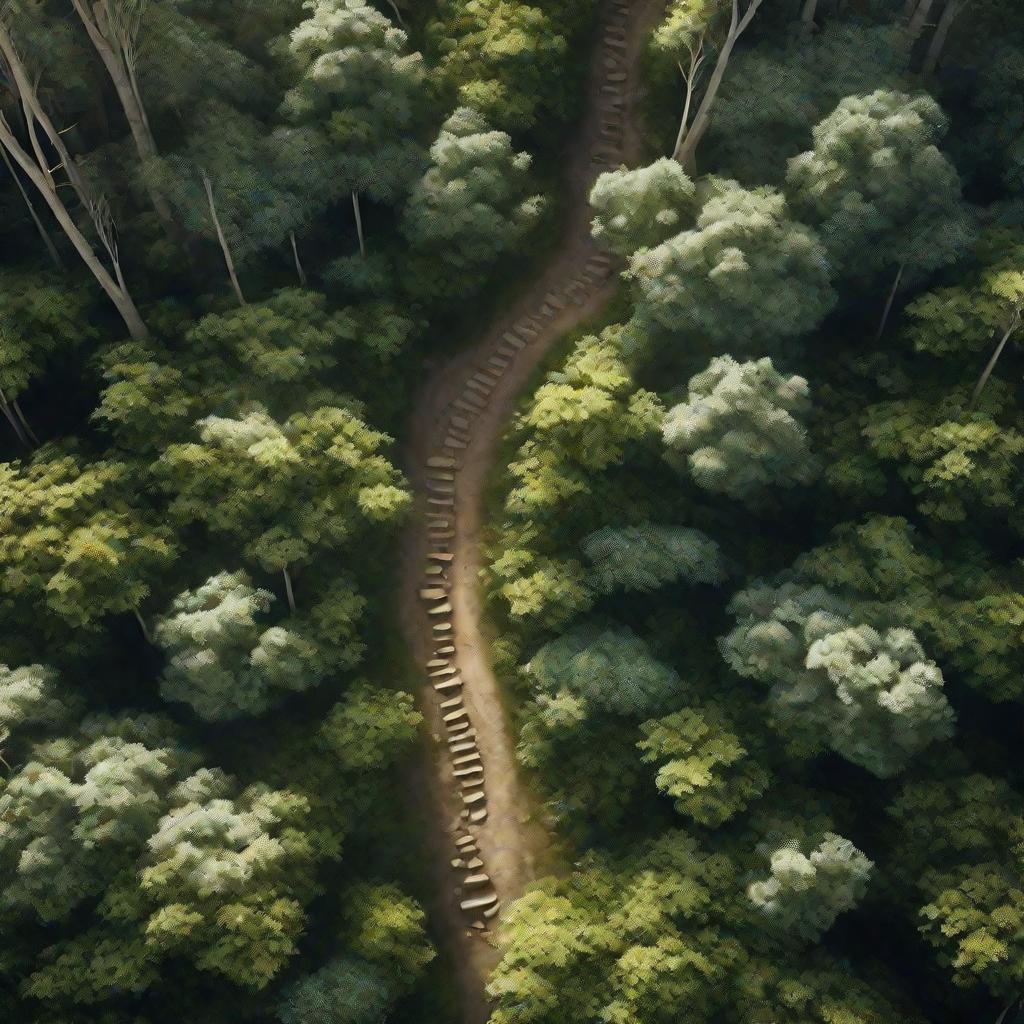 Вид сверху на лес с тропинкой