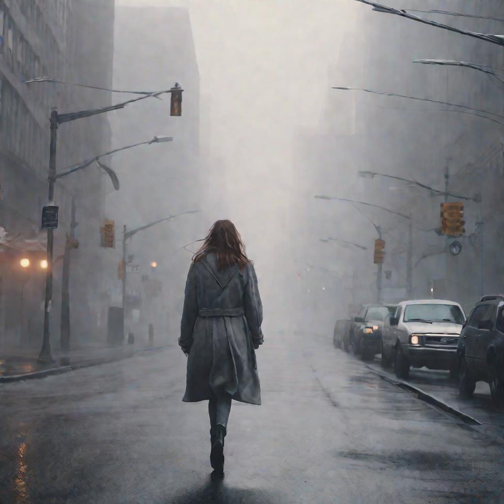 Одинокая девушка идет по улице