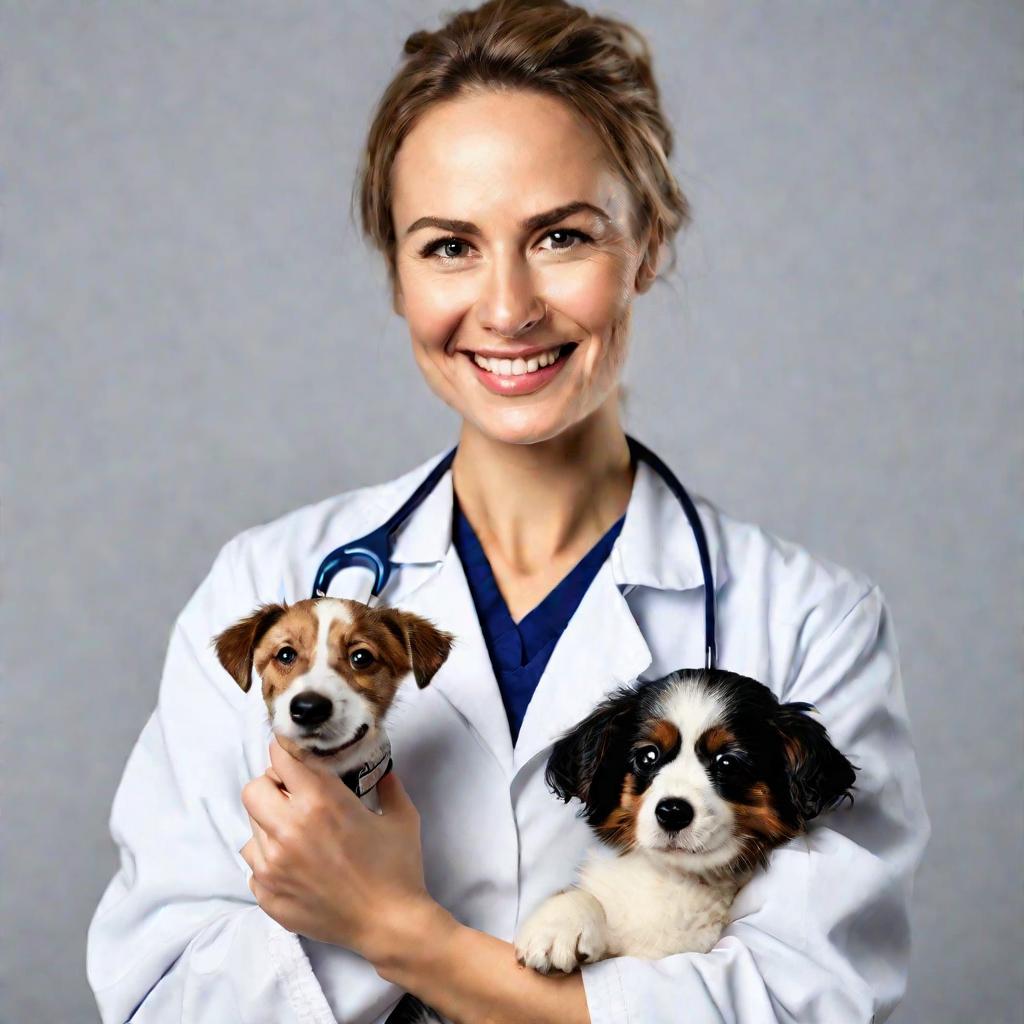 Ветеринар делает прививку собаке