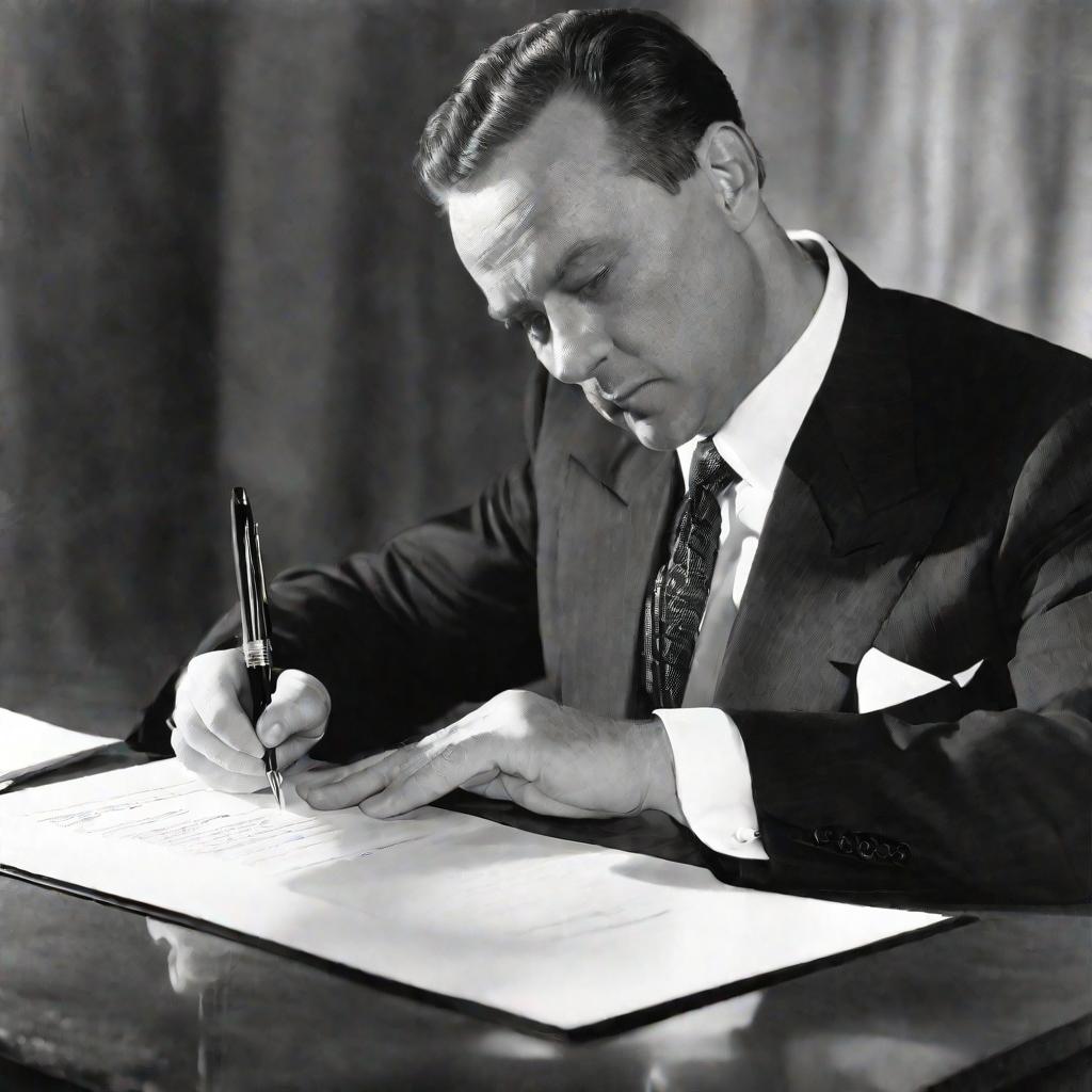 Портрет чиновника, подписывающего документ