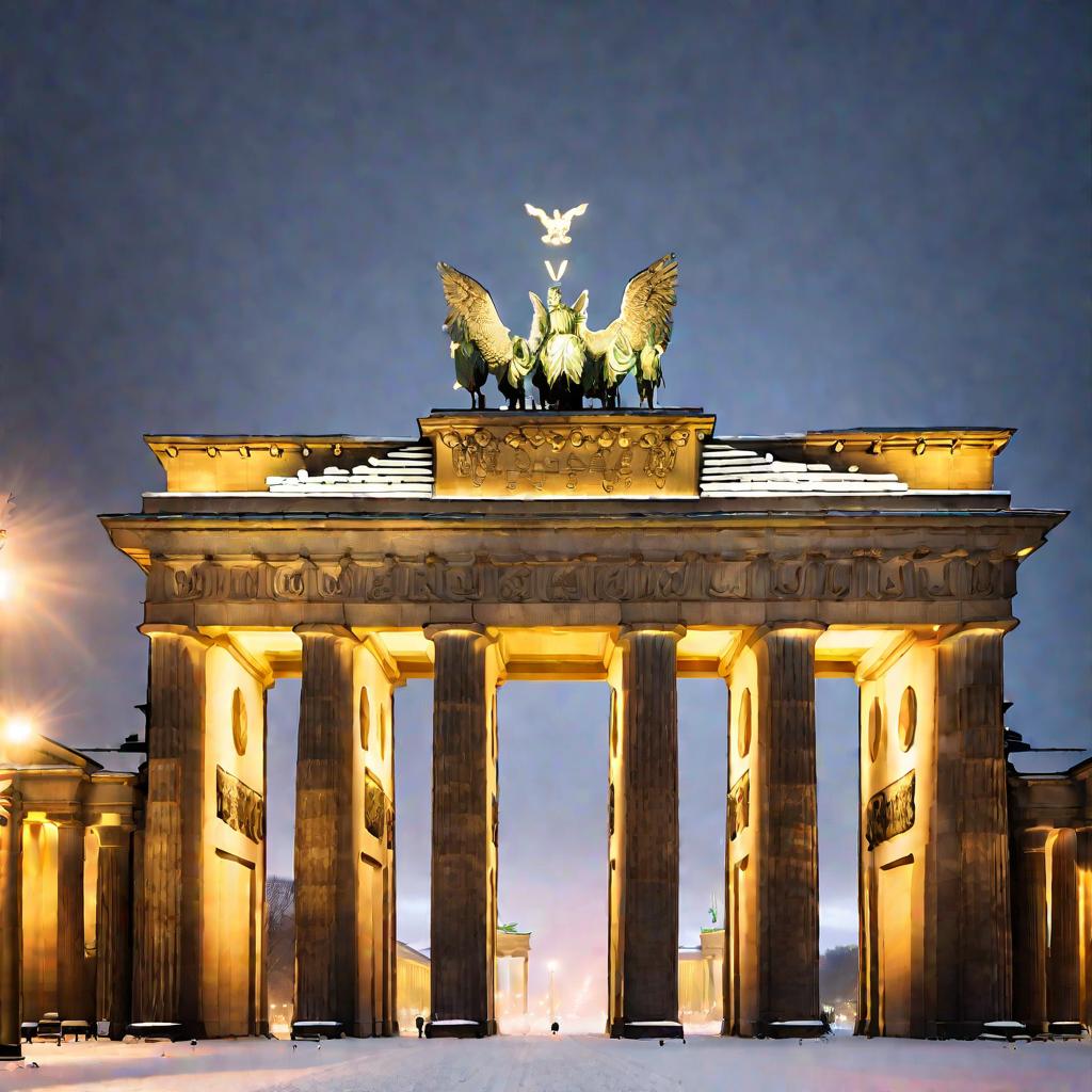 Бранденбургские ворота зимним вечером