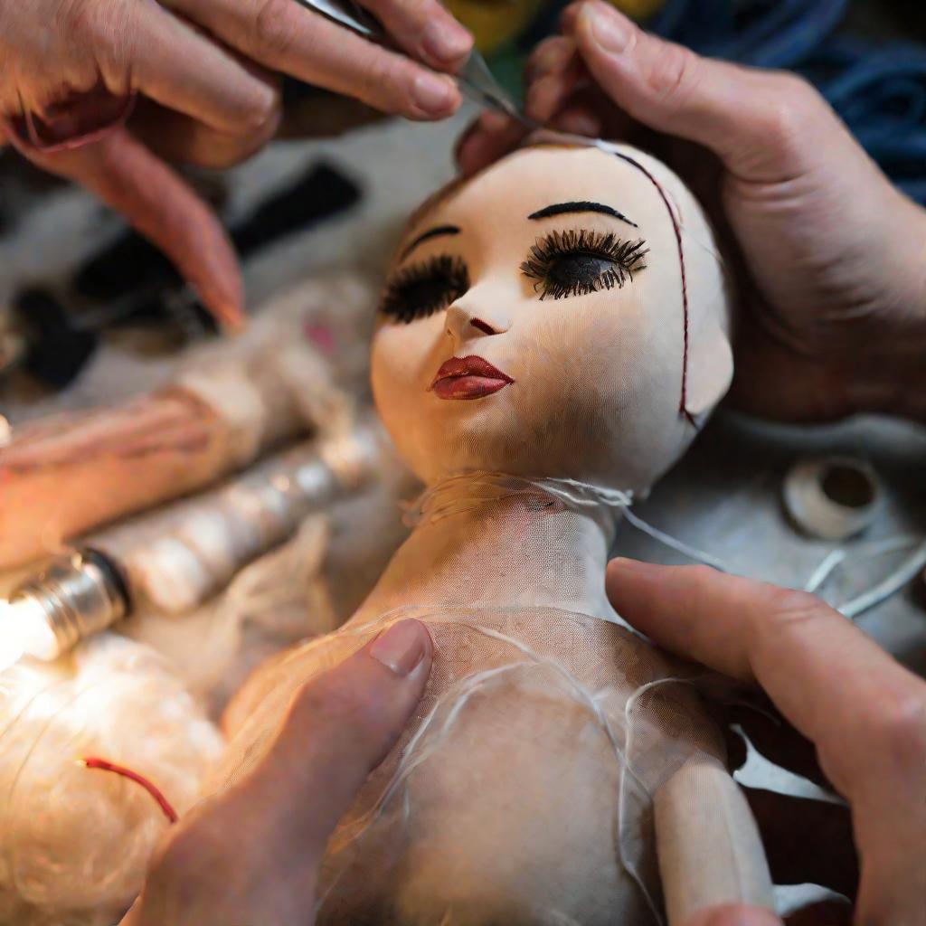 Процесс создания лица куклы