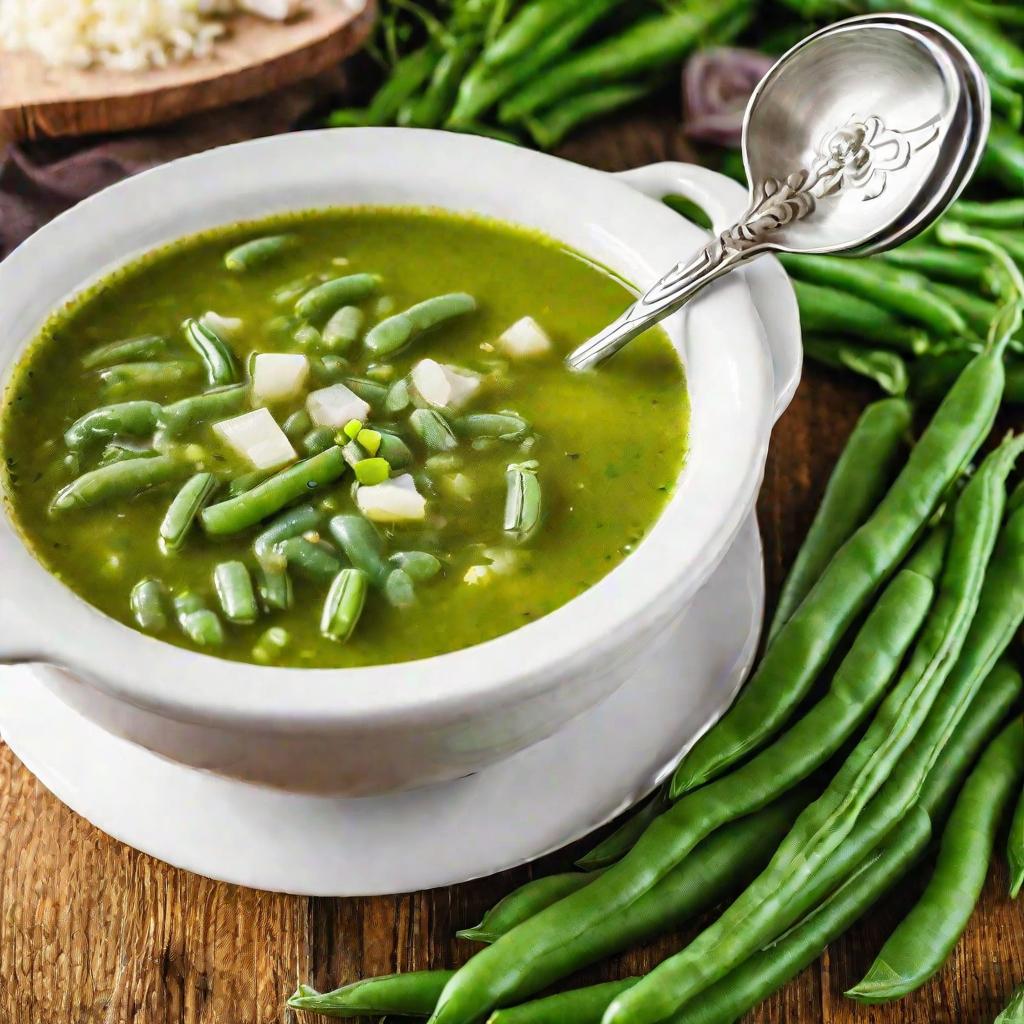 Тарелка супа из зеленых бобов